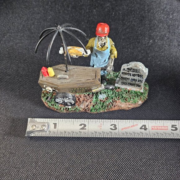 Lemax Spooky Town Google Hot Dog Vendor & Really Late Train Figurines Set Of 2 - Picture 11 of 12
